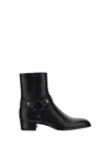 Saint Laurent Wyatt Harness Calf Leather Ankle Boots In Black