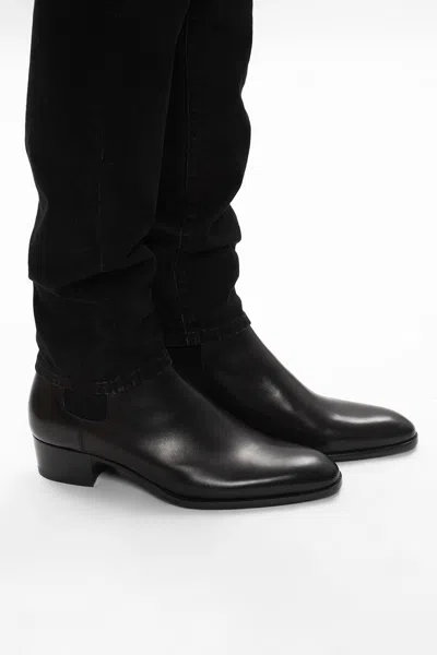 Saint Laurent 'wyatt' Chelsea Boots In Black
