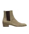 Saint Laurent Wyatt 30 Light Brown Suede Ankle Boot In Nude