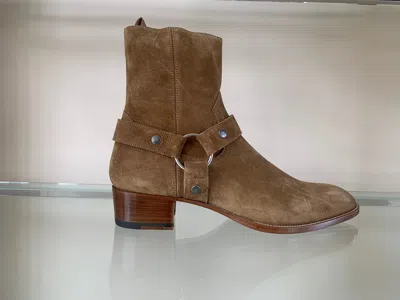 Pre-owned Saint Laurent Wyatt Harness Boots In Light Brown