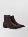 Saint Laurent Wyatt Suede Ankle Boots With Stacked Heel