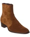 Saint Laurent Men's Wyatt 40 Suede Zip Ankle Boots In Brown