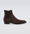 Saint Laurent Brown Brown Wyatt Suede Chelsea Boots In Brown