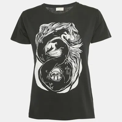 Pre-owned Saint Laurent X Grimmes Black Printed Cotton T-shirt Xs