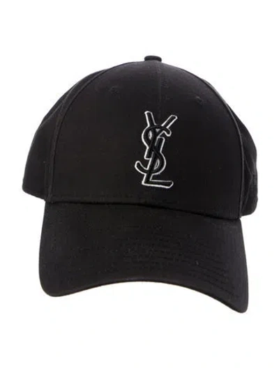 Pre-owned Saint Laurent X New Era Adjustable Embroidered Baseball Hat In Black