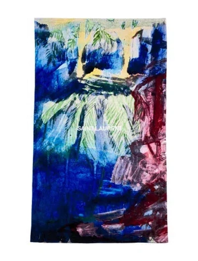 Pre-owned Saint Laurent X Nick Turner Patterned Beach Towel In Blue