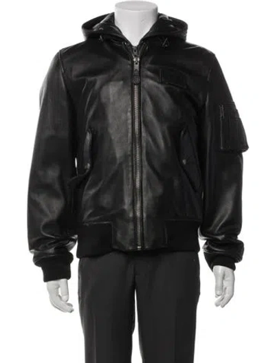 Pre-owned Saint Laurent X Schott Lambskin Bomber Jacket In Black