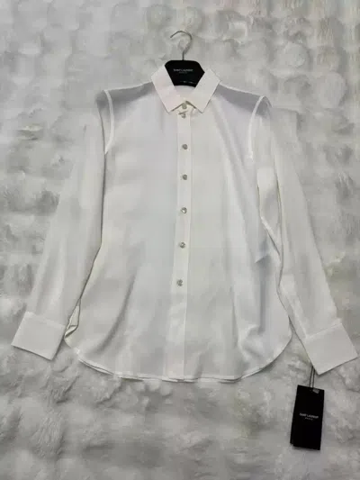Pre-owned Saint Laurent Xiu Style Silk Shirt In White