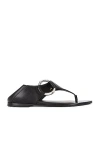 Saint Laurent Ring Leather Flat Sandals In Noir