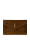 Saint Laurent Brown Suede Large Envelope Clutch In Brown