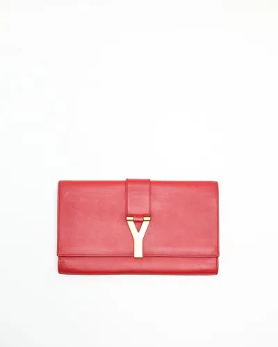 Saint Laurent Y Clutch Bag In Red