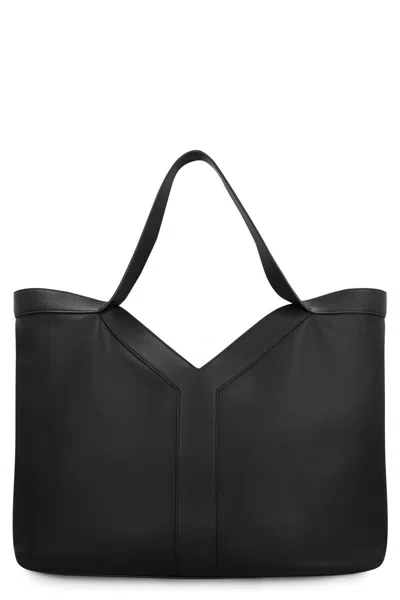 Saint Laurent Y Grande Leather Tote In Black