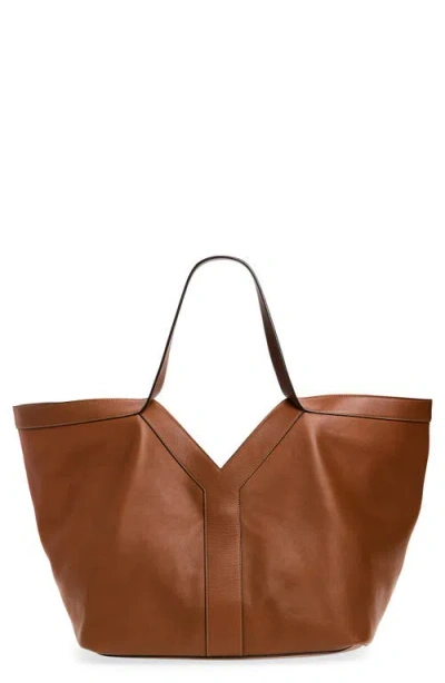 Saint Laurent Y Leather Tote In Brown