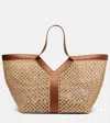 Saint Laurent Y Leather-trimmed Raffia Shopper
