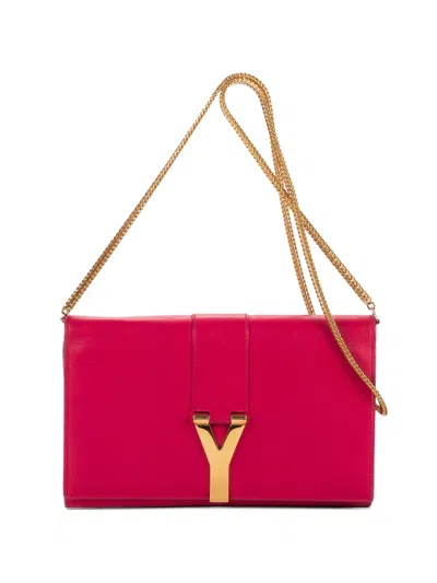 Pre-owned Saint Laurent Y-ligne Chain-strap Clutch Bag In Pink