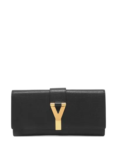 Pre-owned Saint Laurent Y Line Clutch Bag In Black