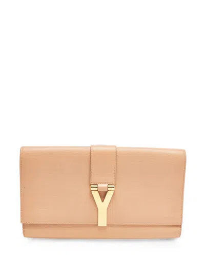 Pre-owned Saint Laurent Y Line Clutch Bag In Neutral