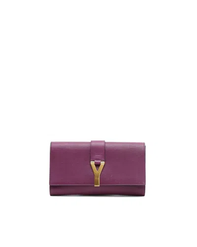 Saint Laurent Y Line Clutch Bag In Purple
