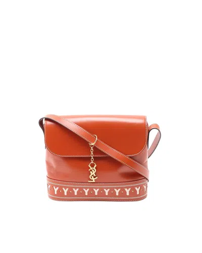 Saint Laurent Y Line Leather Shoulder Bag In Orange
