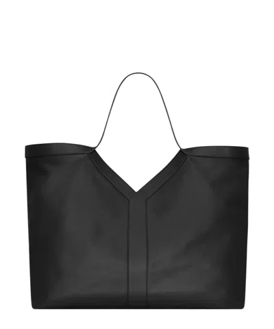 Saint Laurent Y Maxi Tote In Grained Leather In Black