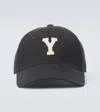 Saint Laurent Y Patch-appliqué Gabardine Baseball Cap In Schwarz