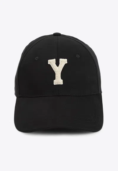Saint Laurent Y Patch Baseball Cap In Black