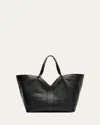 Saint Laurent Y Stitch Tote Bag In Calfskin Leather In Black