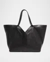 Saint Laurent Y Stitch Tote Bag In Calfskin Leather In Black