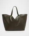 Saint Laurent Y Stitch Tote Bag In Calfskin Leather In Brown