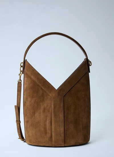 Saint Laurent Y Top-handle Bucket Bag In Brown