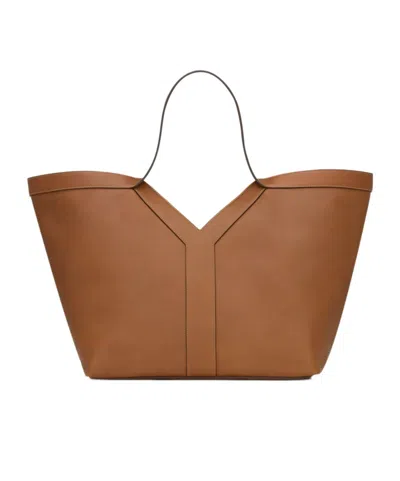 Saint Laurent Y Tote In Leather In Brown