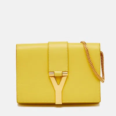 Pre-owned Saint Laurent Yellow Leather Mini Chyc Chain Crossbody Bag
