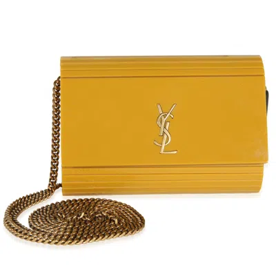 Pre-owned Saint Laurent Yellow Plexiglass Mini Vicky Minaudiere