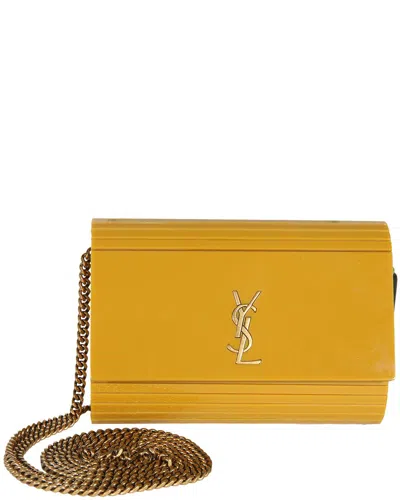 Pre-owned Saint Laurent Yellow Plexiglass Mini Vicky Minaudiere (authentic Pre-loved)