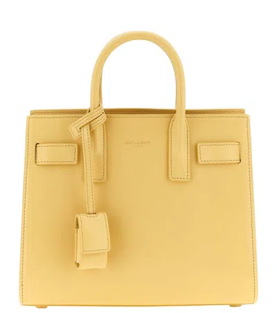 Saint Laurent Yellow Sac De Jour Nano Satchel In White