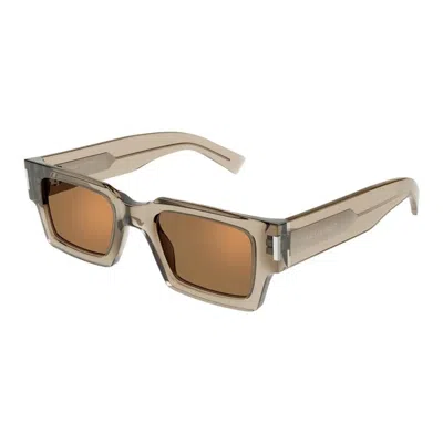 Saint Laurent Yellow-yellow-brown Resin Sunglasses