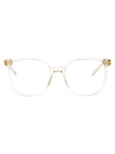Saint Laurent Yellow-yellow-transparent Recycled Acetate Glasses In Metallic