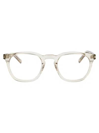 Saint Laurent Yellow-yellow-transparent Recycled Acetate Glasses In Metallic