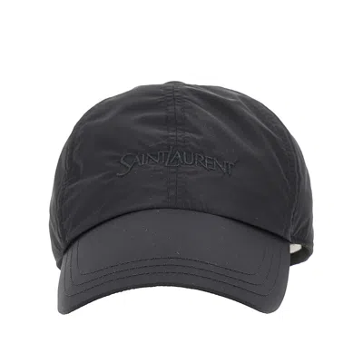 Saint Laurent Ylon Baseball Cap With Logo Embroidery In Blue