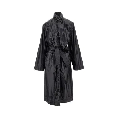 Saint Laurent Belted Buckled-collar Trench Coat In Black