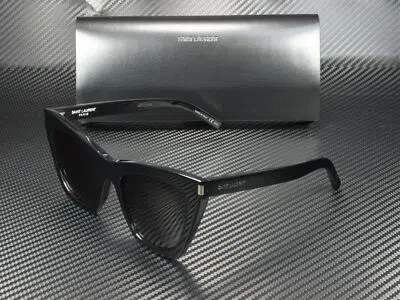 Pre-owned Saint Laurent Ysl 214 Kate 001 Cat Eye Black Grey 55 Mm Women's Sunglasses In Gray