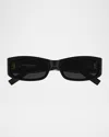 Saint Laurent Ysl 55mm Rectangular Acetate Sunglasses In Black