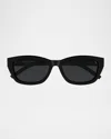 Saint Laurent Ysl 55mm Rectangular Acetate Sunglasses In Black