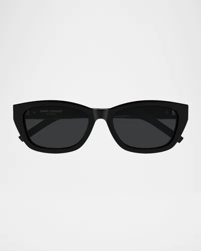 SAINT LAURENT YSL 55MM RECTANGULAR ACETATE SUNGLASSES