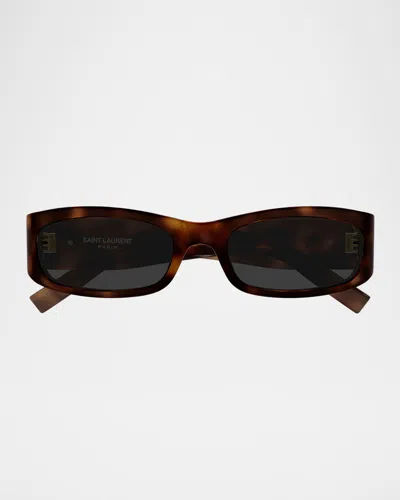 SAINT LAURENT YSL 55MM RECTANGULAR ACETATE SUNGLASSES
