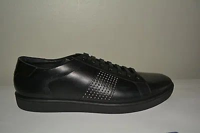 Pre-owned Saint Laurent Ysl $610 Mens Studded Leather Sneakers Eu 45.5 Us 12.5 In Black