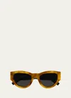 Saint Laurent Ysl Acetate Cat-eye Sunglasses In Shiny Brownyellow