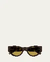 Saint Laurent Ysl Acetate Cat-eye Sunglasses In Shiny Solid Dark Brown
