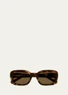 Saint Laurent Ysl Acetate Rectangle Sunglasses In Shiny Solid Black