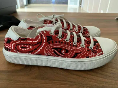 Pre-owned Saint Laurent Ysl Bedford Bandana Sneakers Shoes Trainers 37 In Red